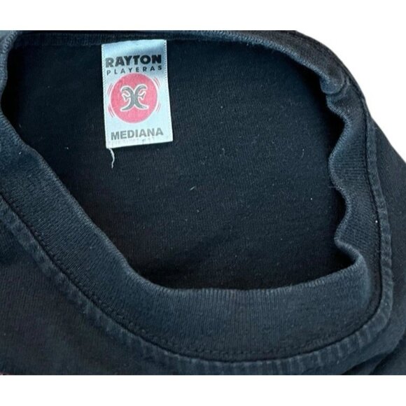 Mens Medium Black With Colorful Skull Mexican Graphic T Shirt Rayton Playeras - Picture 5 of 6